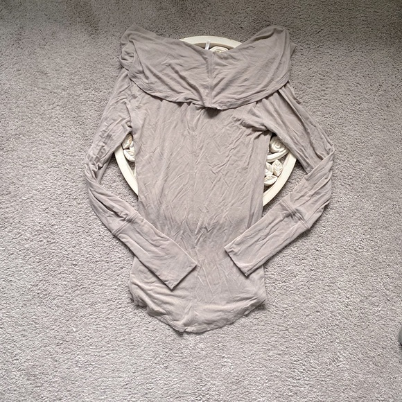 Free People Off The Shoulder Top Nude Earth Toned Long Sleeve Size X-Small - Picture 14 of 14